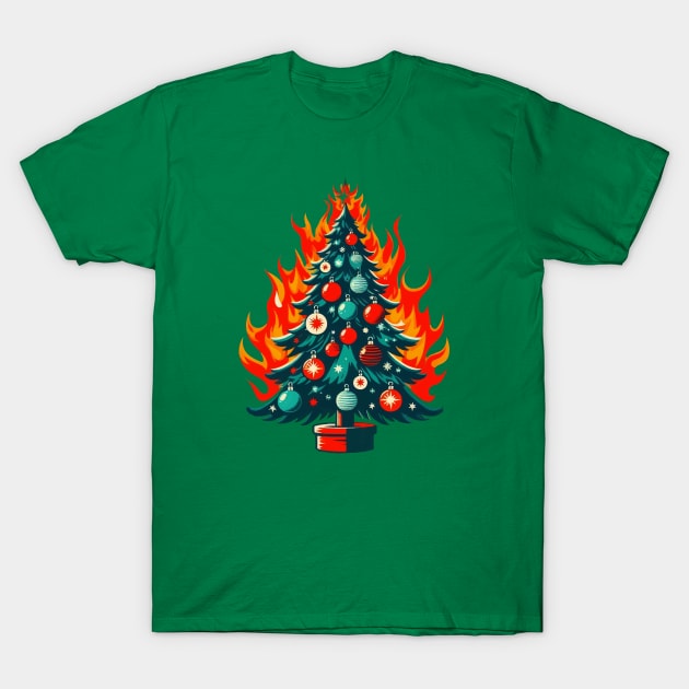 a Christmas tree on fire T-Shirt by Arteria6e9Vena